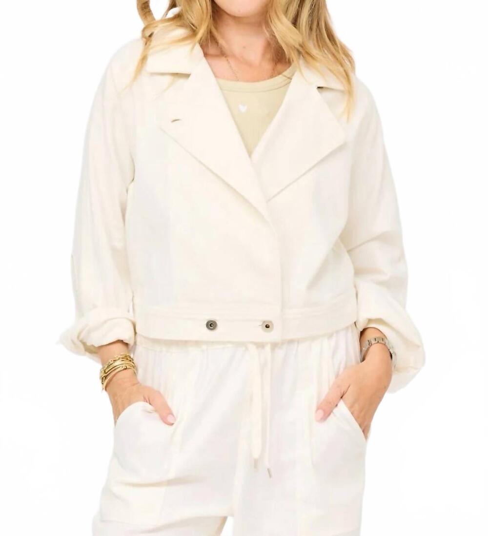 NEW KERRI ROSENTHAL denim cropped jacket in cloud